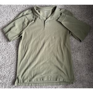 L.L. Bean Polo Shirt Olive Men's L Tall Long Sleeve Traditional Fit 100% Cotton